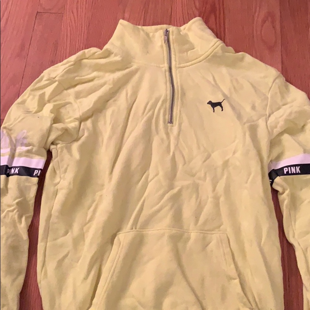 PINK Neon Yellow Quarter Zip Sweatshirt